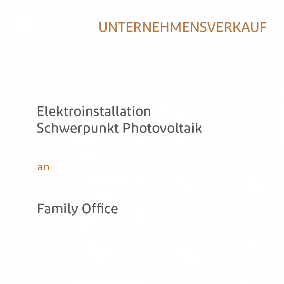Elektroinstallation Schwerpunkt Photovoltaik an Family Office 
